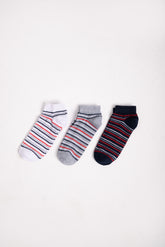 Boys’ Classic Cotton Socks Pack – Red & Black Stripes (3 Pairs)